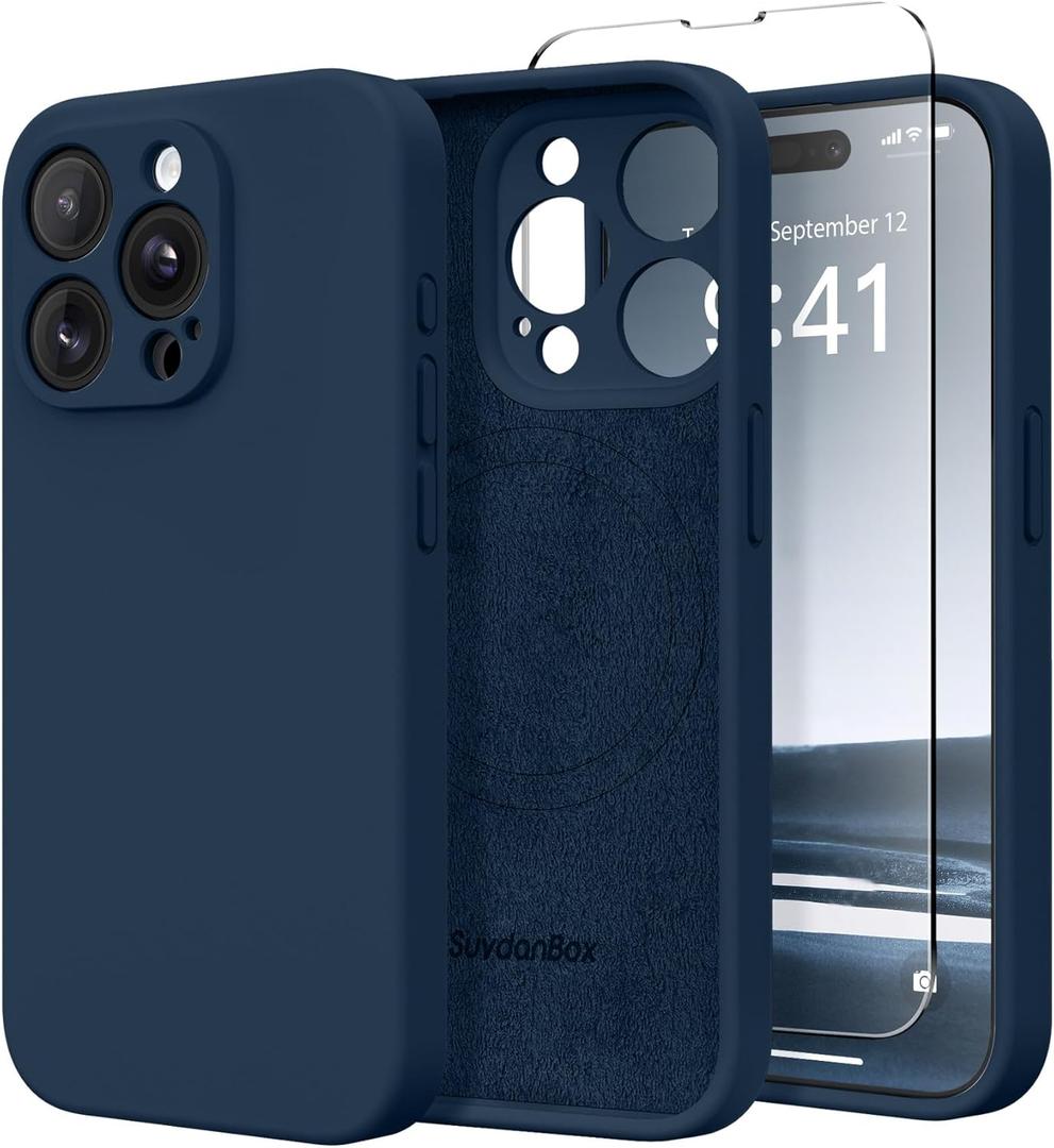 Magnetic for iPhone 15 Pro Case, Compatible with MagSafe, [Full Camera Protection][Screen Protector] Silicone Shockproof Protective Phone Case for iPhone 15 Pro 6.1", Cobalt Blue