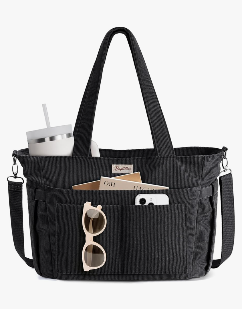 Corduroy Tote Bag for Women, 17 Pockets Laptop Work Tote Bag Lightweight Teacher Nurse Bible Bag for School Travel
Multi Compartment, Ideal Gift for Women, with 40oz Cup Holder, Daily Purse w/ Strap, College Shoulder Bag, Zipper Crossbody Bag