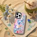 for iPhone 16 Pro Max Case, Blue Coastal Collage Pattern with Romantic Quote, Military-Grade Drop Protection, Seaside Daydream Soft TPU Protective Cover with Camera Control for Women Girls