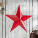 VHC Brands Patriotic Metal Star Distressed 48x48, Independence Day Decor, Decorative Wall Hanging, Rustic Farmhouse Decorations, Barn Red, Black