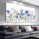 arteWOODS Elegant Flowers Wall Art - Blue White Botanical Pictures for Wall Decor Floral Blossom Canvas Painting Print Artwork for Living Room Bedroom Home Office Wall Decoration 24" x 48"