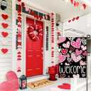 Valentines Day Welcome Garden Flag 12x18 Inch Double Sided Mini Flags, Cute Pink and Red HeartsTasteful Yard Sign for Front Porch, Lawn, Yard, Outdoor Decor DF965