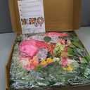 Spring Wreaths for Front Door 24 Inch Outdoor Spring Wreath with Pink Bow Handmade Peach Dahlia & Garden Rose Summer Wreaths for Front Door,Farmhouse Home,Porch,Wall,Window Decor