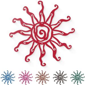 Sokurdeg Red Sun Metal Wall Decor - 12" Rustic Vintage Line Wall Hanging for Bedroom, Bathroom, Living Room, Corridor and Office