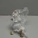 Christmas Snowman Statue, Hand Painted Resin Snowman Sculpture, Winter Christmas Figurines Home Tabletop Decor with Animals Snow Buddies, Xmas Standing Statues for Festive Home Accent (A, 1PCS)