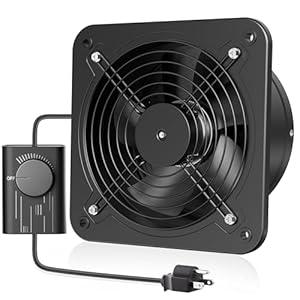 HG Power 10 Inch Exhaust Fan with Speed Controller, 988 CFM Kitchen Exhaust Fan with Damper, Metal Extractor Fan for Window, Attic, Ceiling, Basement Ventilation