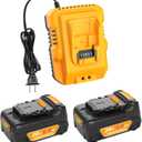 Upgraded 20V 6.0Ah Battery Replacement for Dewalt 20v Battery 2Pack with DCB112 Charger Combo