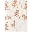 Konssy Baby Blankets for Unisex Boys Girls, Super Soft Nursery Minky Blankets with Muslin Cotton Front and Dotted Fleece Backing, Printed Bed Throws Newborn