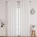 Chyhomenyc Bennet Natural Curtains 96 Inch Length 2 Panels, Faux Linen Textured Semi Sheer Airy Light Filtering Soft Farmhouse Curtain Drapes for Living Room Bedroom, 40Wx96L Inch, Set of 2, Natural