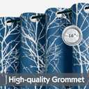 FMFUNCTEX 100% Blackout Curtains for Bedroom, Curtains 96 Inches Long Metallic Silver on Navy Blue Tree Branch Curtains for Living Room, Room Darkening Foil TreeThermal Insulated 2 Panels Grommet Top