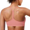 Padded Y-Back Sports Bra for Women - Racerback Low Impact Spaghetti Strap for Yoga Workout Top Lightpurple (Pink, S)
