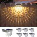 twinkya 6 Pack Solar Fence Lights Solar Outdoor Wall Lights Plastic Solar Powered Deck Step Stair Lights Waterproof Fence Solar Light for Garden Post Patio Backyard Yard Decor (Warm, 5 Pack)