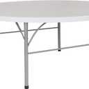 Flash Furniture Stonewall 6' Round Plastic Folding Event Table with Carrying Handle, Bi-Fold Banquet Table for Indoor/Outdoor Events, White