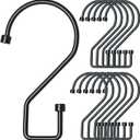 ANIASOM 12Pcs S Hooks Hanging 4 inch Heavy Duty Large S Hooks, Reversible Black Metal S Shaped Hooks, Utility Hooks, Heavy Duty Hanging Hooks for Kitchen, Bathroom, Garden, Indoor, Outdoor