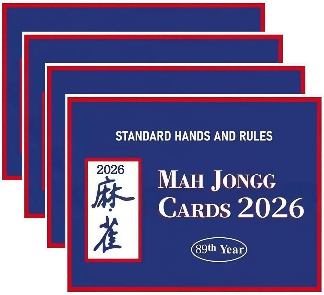 2026 Mahjong Cards Official Revision, Large Print & Easy to Read, American Mahjong Reference Cards for Enthusiasts & Beginners, 4 Pack