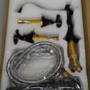 GGStudy Black Bathroom Faucet 2 Handles 3 Holes Faucet 8 inch Widespread Bathroom Sink Faucet Tap Mixer Supply Hose Included Matching Metal Pop Up Drain