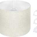 Beige Drum Lampshade 13''Top X 13'' Bottom X 10'' High, for Table, Floor & Bedside Lamps Natural Linen Hand Crafted, Easy Assembly RequiredLnclude E26-E14-11mm Adapter Ring