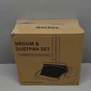 NACENA Broom and Dustpan Set, 52-in Long Adjustable Handle Broom Dustpan Combo with Dustpan Teeth to Automatically Clean Hair Suitable for Home Kitchen Office Hall FloorBlack&Red