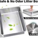 Stainless Steel Litter Box, 28" X 20" X 6" Steel Litter Box XXXL No Smell, Extra Large Metal Litterbox for Big Cat, Multiple Cats, Non Stick, Easy Cleaning