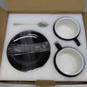 ionEgg Porcelain Coffee Cup with Saucers and Spoons 270ml/9oz for Latte, Cappuccino and Tea, Black, Set of 2