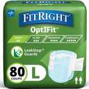 FitRight Adult Diapers, Extra+ Heavy Absorbency, L (Waist Size 44in-56in), 80 Count, OptiFit Incontinence Briefs for Men and Women, Disposable, Moisture-Wicking, Leak Protection.