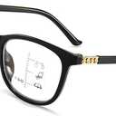 Progressive Multifocus Reading Glasses for Men & Women, No Line Multifocal Readers Blue Light Blocking Reading Glasses, 100% UV Protection, Improved Sight, Black 3.0X