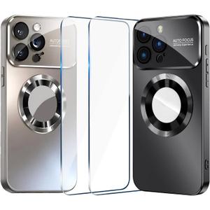 2 Pack Magnetic for iPhone 16 Pro Max Case,Shockproof Anti-Scratch 16 Pro Phone Cover for Women Men ,Built-in Camera Lens Protector Compatible with MagSafe,with 2 pack Tempered Glass Screen Protector