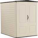 Rubbermaid Large Vertical Resin Outdoor Storage Shed With Floor (6.2 x 4.6 Ft), Weather Resistant, Beige/Brown, Organization for Home/Backyard/Garden Tools/Lawn Mower/Bike Storage/Pool Supplies