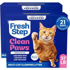 Fresh Step Advanced Clean Paws Multi Cat Clumping Cat Litter, 18.5 lb, 2 Pk