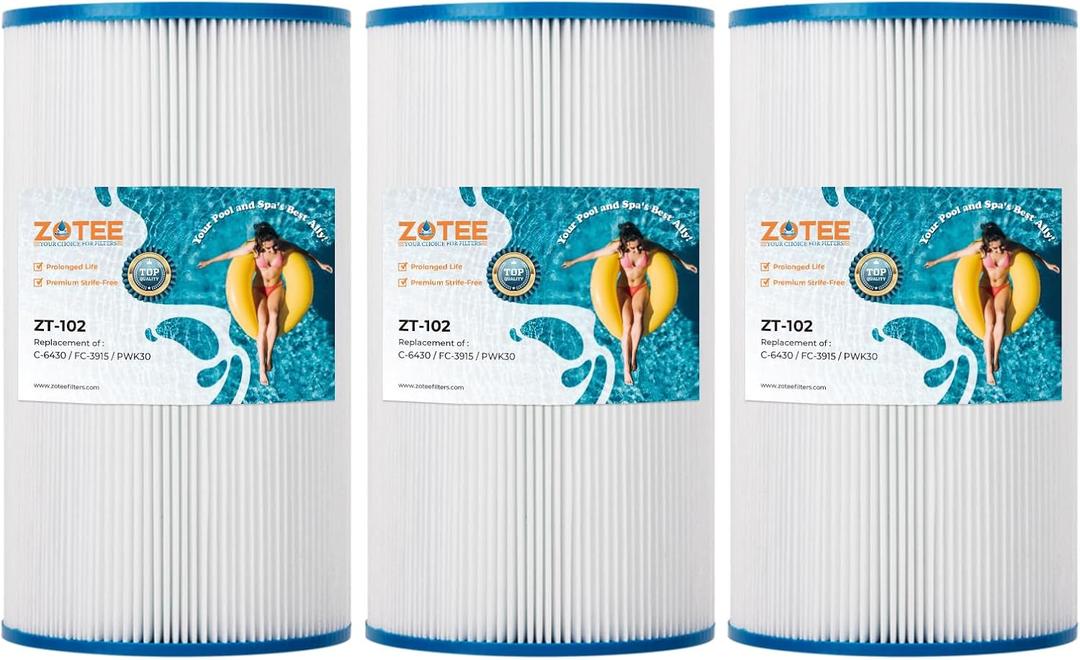 ZOTEE PWK30 Spa Filter Cartridge Replacement for Watkins 31489, C-6430RA,Darlly 60301,Filbur FC-3915,P/N0969601,71825,73178,73250,75401,Hot Spring Spa Filters,3 Pack