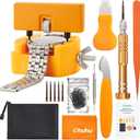 Ohuhu Watch Battery Replacement Tool Kit Upgraded Watch Repair Kit Watch Back Remover Opener Tool Case Opener Removal with Extra Screwdriver Back Protective Films Sealing Rings