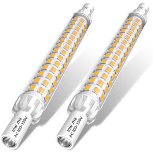 Bonlux R7S J118 LED Light Bulb, 118mm 10W T3 J Type Linear Double Ended Floodlight Bulb, Non-dimmable R7S LED Floor Lamp Warm White 3000K for Work Light, Landscape Light -2Pack