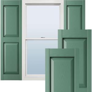 Ekena Millwork Lifetime Vinyl LP2S12X03900FG Standard Two Equal Panel Vinyls, Raised Panel Vinyl Shutters, w/Installation Shutter-Lok's & Matching Screws (Per Pair), 12"W x 39"H, Forest Green
