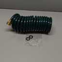 Coil Hose 15FT EVA Coil Garden Hose With 3/4'' Brass Connector Coiled Water Hose Lightweight And No Kink Includes 7 Patterns Spray Nozzle For Outdoors Lawn Watering Car Washing (Green)
