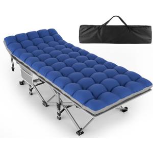 ZENPETIO 28In Folding Camping Cot for Adult, Portable Sleeping Cot with Mattress, Outdoor Heavy Duty Cot Bed for Camp with Carry Bag for Home, Office, Camp, Travel, Vacation(Max Loading 500lbs)