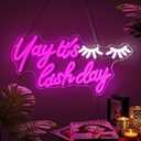 Yay It's Lash Day Neon Sign, Lash Neon Signs for Wall Decor, Dimmable Acrylic Neon Lights for Lash Salon Lash Room Beauty Room Nails Hair Bar Bedroom, Perfect Gifts