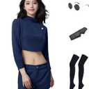 Women Anime JJK Satoru Cosplay Costume Jujutsu Japanese School Uniform Jacket Shorts Outfit with Glasses Blindfold (XL-gojoo shorts), X-Large, Gojooshorts