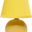 Simple Designs LT1196-YLW 8.66" Chic Little Globe Ceramic Table Lamp with Matching Tapered Shade, for Living Room, Bedroom, Office, Yellow