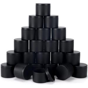 24 Pieces 4 oz Black Candle Tins,4oz Candle Jars Candle Containers with Lids, Candle Tin for Candles Making, Arts & Crafts, Storage, and Gifts