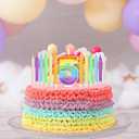 Rainbow 5th Number Candle for Cake, 13 Pcs Birthday Candles Set, Pastel Rainbow Cake Topper Birthday Party Decorations (Number 5)