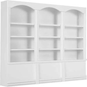 Wooden Dollhouse Bookcase, 23x17.9x2.8cm 1:12 Mini Bookshelf Display Cabinet Furniture (White)