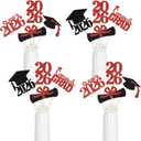 2 x 24Pcs 2026 Graduation Centerpieces Sticks Red, Class of 2026 Graduation Party Centerpieces Sticks for Tables 2026 Red 2026 Graduation Table Centerpieces Decorations