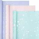 WRAPAHOLIC Wrapping Paper Roll - Mini Roll - 3 Rolls - 17 inch X 120 inch Per roll - Pastel Color and foil Patterns for Wedding, Bridal Shower, Birthday, Baby Shower, Mother Day, Valentine's Day