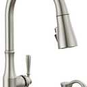 Delta Capertee Brushed Nickel Kitchen Faucet with Pull Down Sprayer and Soap Dispenser, Modern Single Hole Kitchen Sink Faucet, Single Handle, Spotshield Stainless 19877Z-SPSD-DST