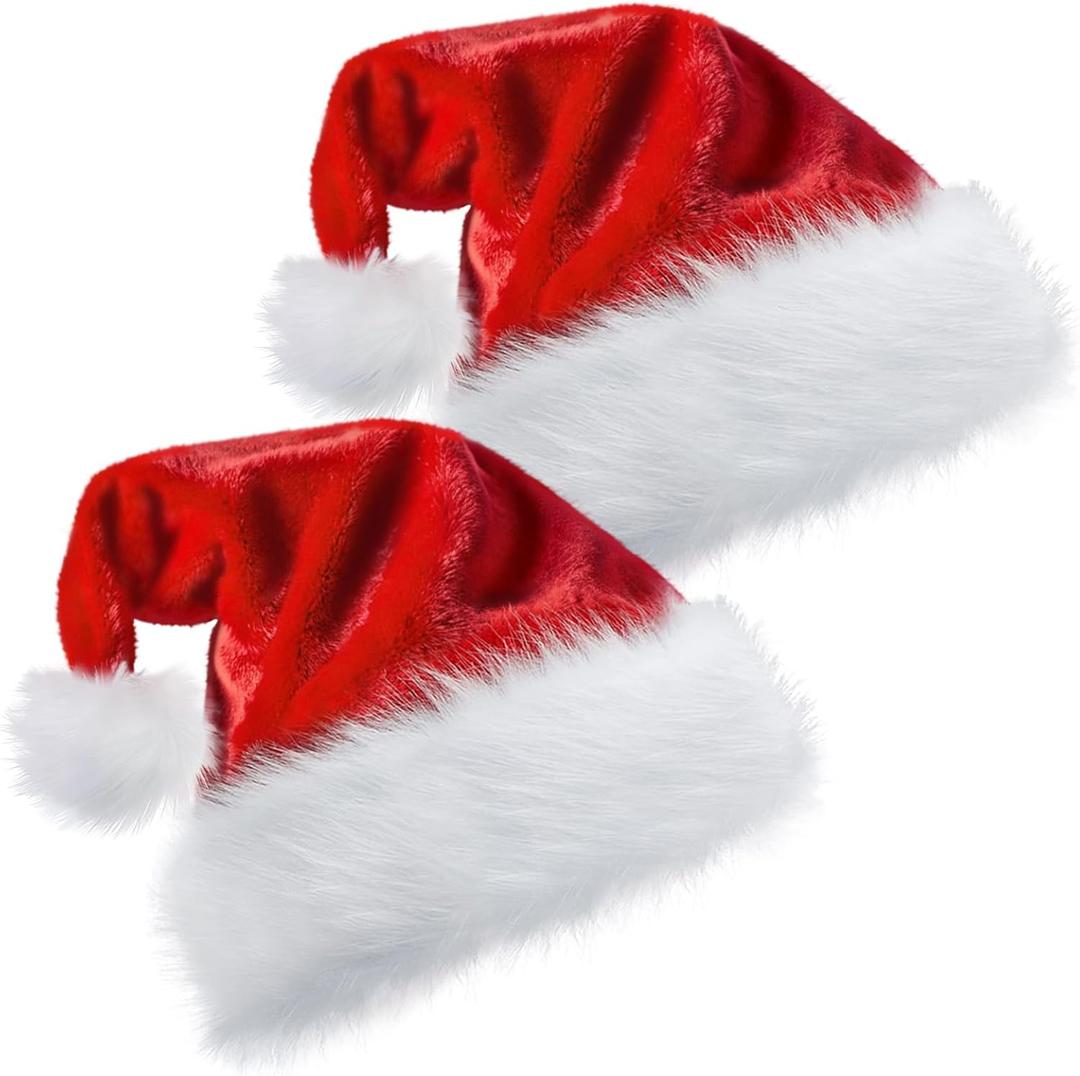 Santa Hats Adult Kid with LED Lights & XXL Extra Large Christmas Hats Soft Plush Thicken