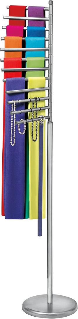 LYNK Floor Standing Pivoting Scarf, Belt, Jewelry Holder - Accessory Organizer Rack - Platinum