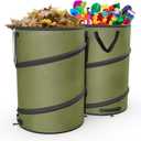 2-Pack 30 Gallon Collapsible Pop-Up Trash Can for Camping, RV - Waste Yard Bag for Gardening Lawn/Leaf - 30 Gallon Each Bag, Green