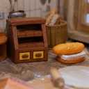 8-Piece Dollhouse Miniature Bakery Accessories, Resin Mini Bakery Shop Decor Set with Bread Shelf, Basket, Sign, Mini Food Display for Dollhouse Scenes and Desk Decor
