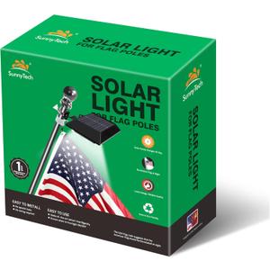Sunnytech Solar Power Flag Light - Auto Active Brightest, Upgrade Solar Powered Light for 6ft Flag Pole, 12LED Waterproof Black