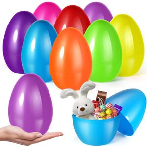 SpringFlower 8PCS Jumbo Easter Eggs, 10" Large Plastic Easter Egg, Empty Easter Eggs, Giant Egg,Easter Egg Hunt, Large Fillable Easter Eggs, Easter Basket Stuffers Fillers,Easter Theme Party Favor